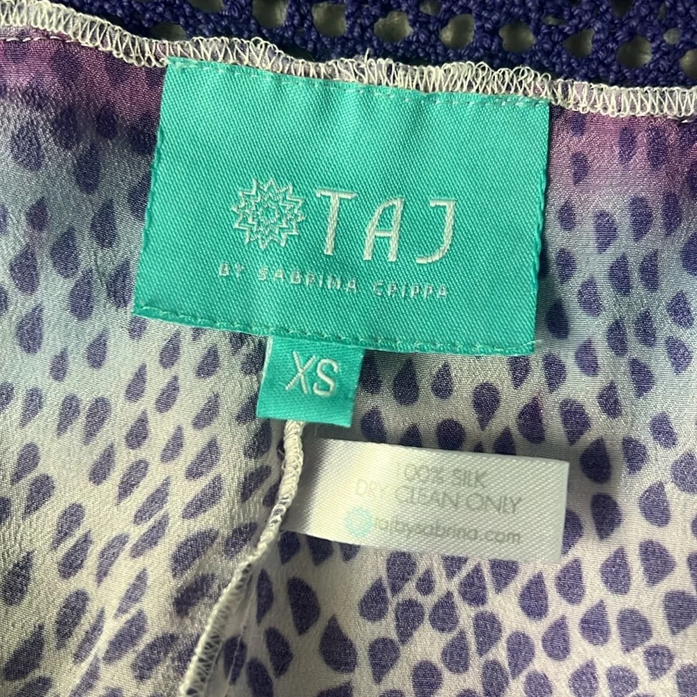 TAJ by Sabrina Crippa Purple Ombré Silk Crochet Knit Swim Cover Up Shorts Sz XS - Picture 3 of 3